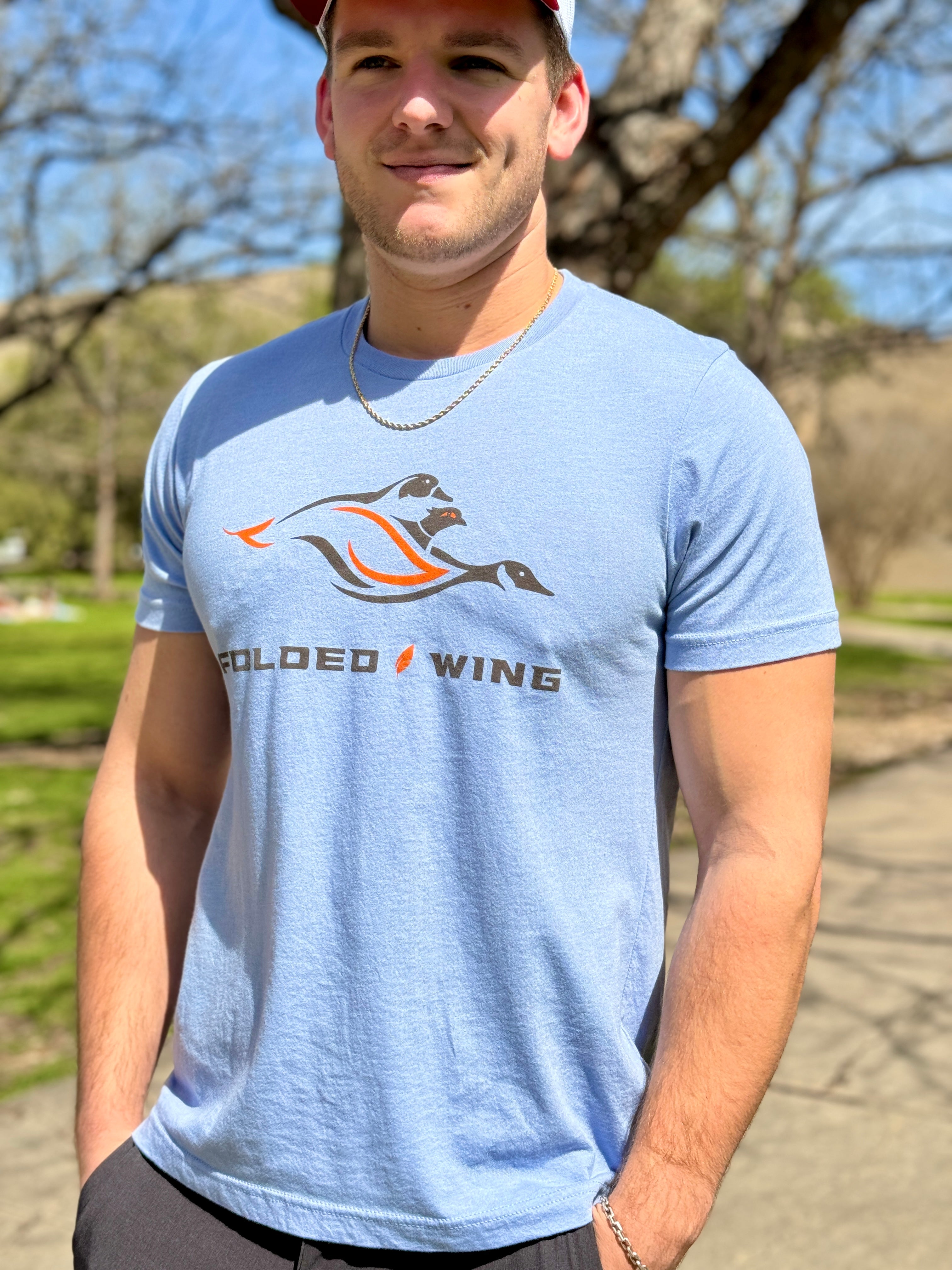 Jersey T-Shirt (CVC) - Unisex in Heather Blue – Folded Wing