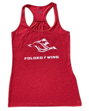 Load image into Gallery viewer, Women's Racerback Tank Top in Heather Red - Triblend, loose fit, lightweight, moisture absorbent, durable, and breathable.
