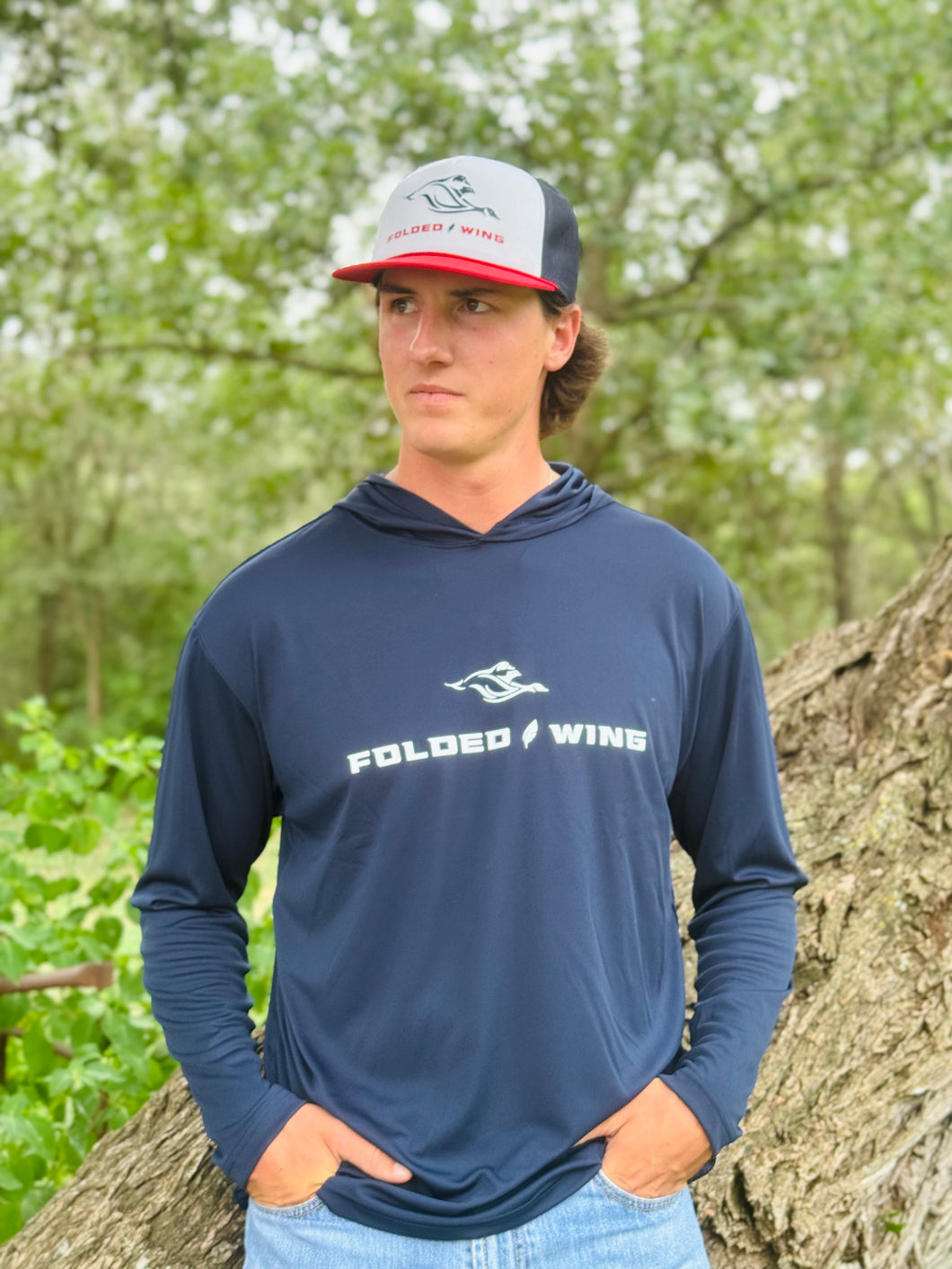 Hooded Performance Tee in Navy Blue