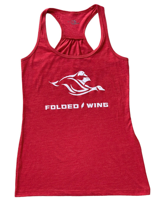 Women's Racerback Tank Top in Heather Red - Triblend, loose fit, lightweight, moisture absorbent, durable, and breathable.